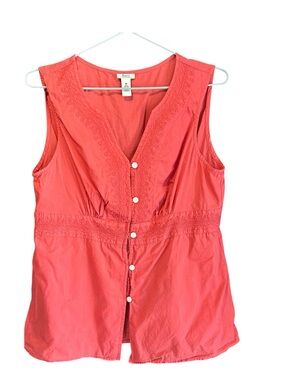 Bass Coral Button-Front Sleeveless Blouse